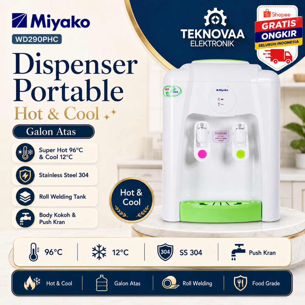 MIYAKO DISPENSER GALON ATAS WD 290 PHC/WD290PHC/WD-290-PHC/WD290HC/ORIGINAL MIYAKO/GARANSI RESMI