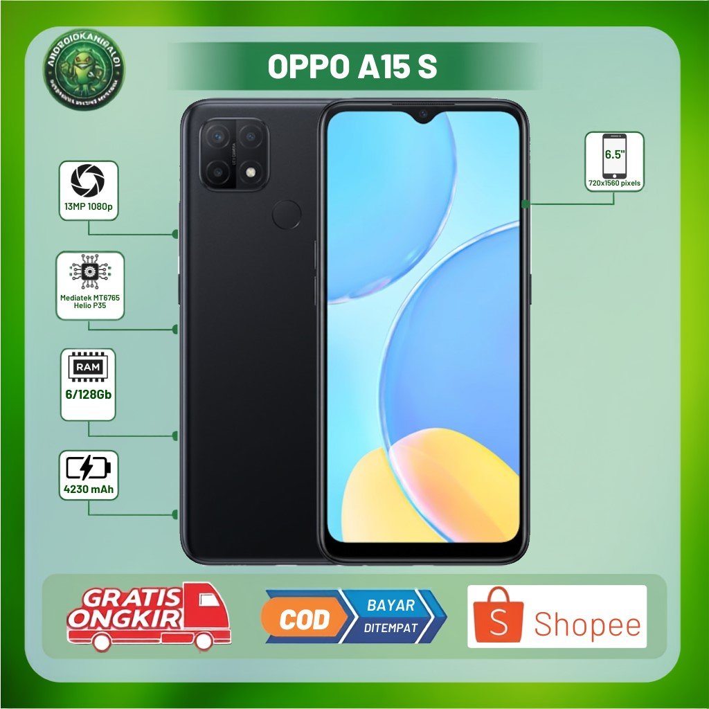 OPPO A15s Hp Second Normal Seperti Baru Ram 6/128  Berkualitas Bergaransi Siap Pakai