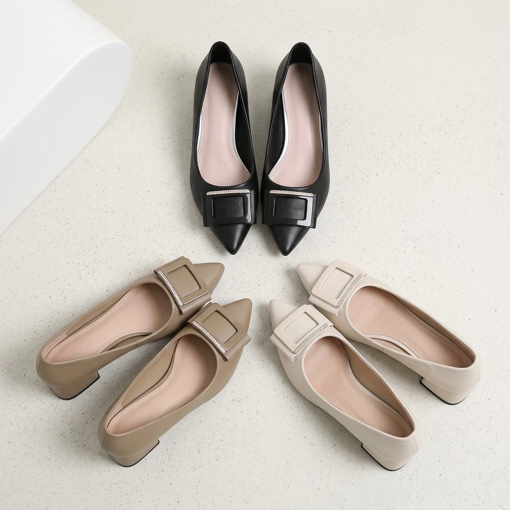Sepatu Kerja Wanita Chunky Heels Hak Tahu Import 3cm 593-31