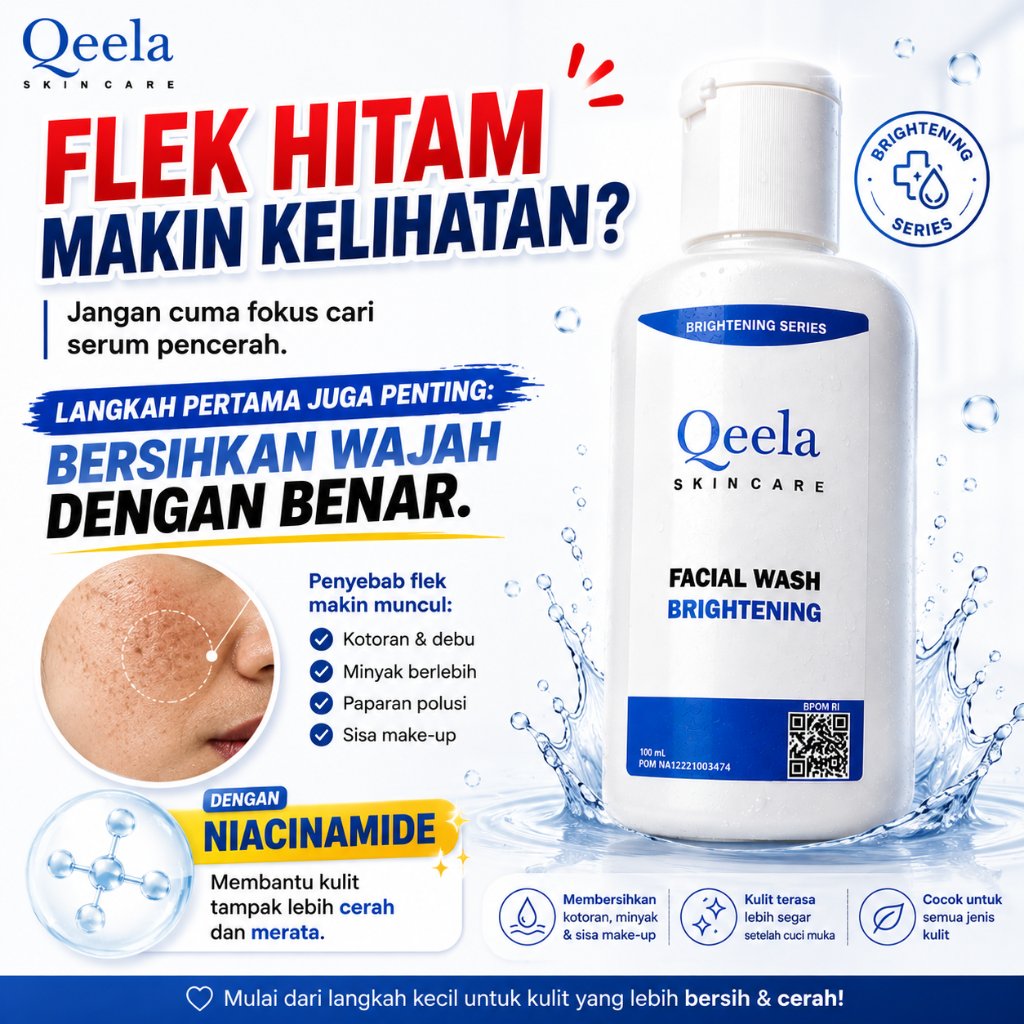 Sabun Muka Pembersih Flek Hitam BPOM Sangat Aman | Qeela Skincare Facial Wash Brightening Series 100