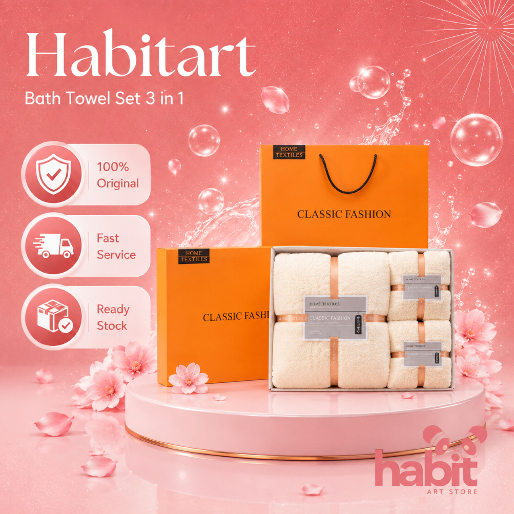 Habitart Bath Towel Set Cotton Handuk Mandi Wajah Premium 3 in 1