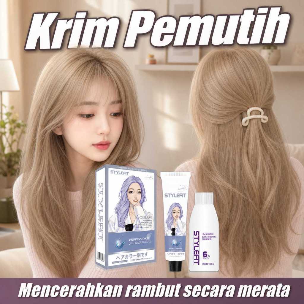 Pemutih*200ml Sari Tumbuhan Murni  Pewarnaan Rambut Mudah Di Rumah (Bleacing Rambut milk Tea Ash Hai
