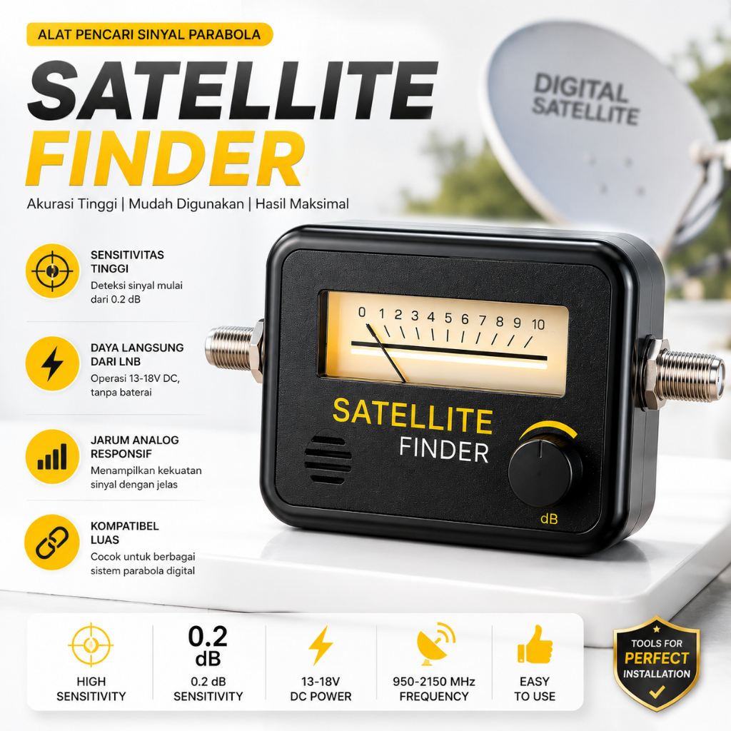 Satfinder Analog Digital Alat Pencari Sinyal Parabola Satellite Finder Meter 950-2150 MHz LNB 13-18V