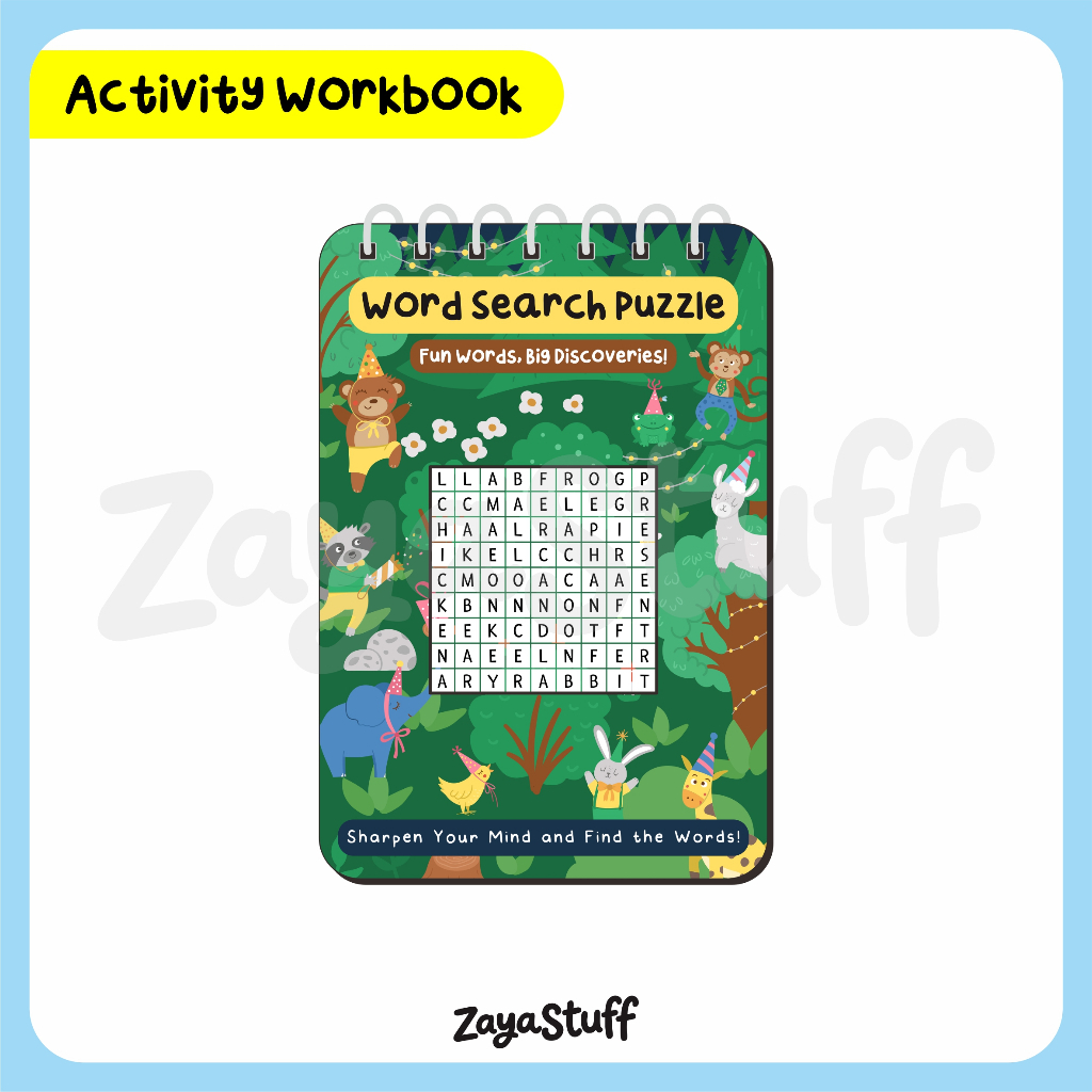 Zaya Stuff Activity Workbook Word Search Puzzle for Kids