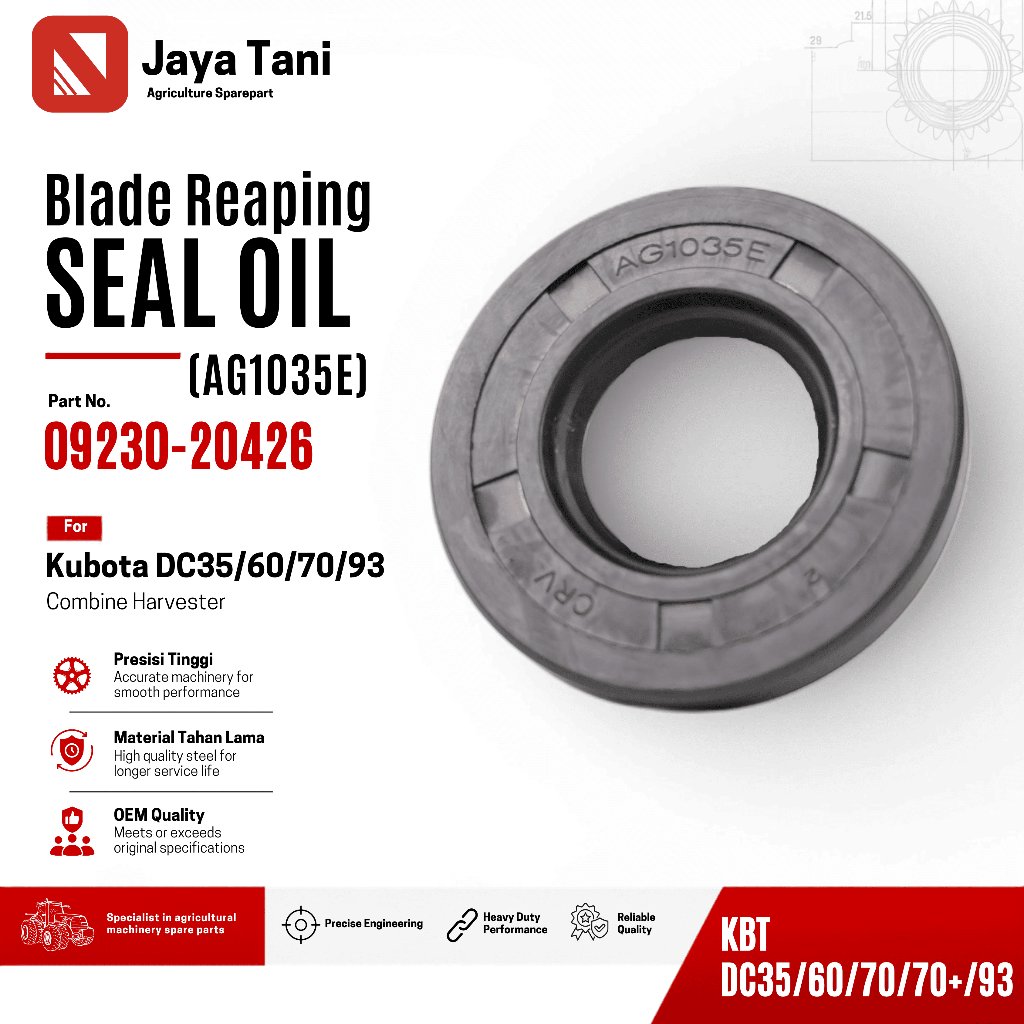 SEAL OIL LENGAN PISAU POTONG 09230-20426 SIL OLI ARM CUTTING BLADE REAPING KUBOTA DC60 DC70/70+ DC93