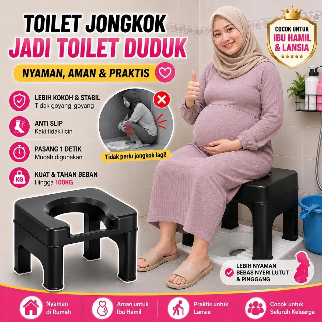 Bangku WC Jongkok Kokoh & Stabil | Aman untuk Lansia & Ibu Hamil