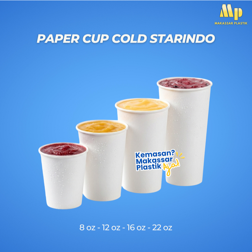 PAPER CUP COLD STARINDO / PAPER CUP MINUMAN DINGIN / GELAS KERTAS MINUMAN DINGIN@50 PCS