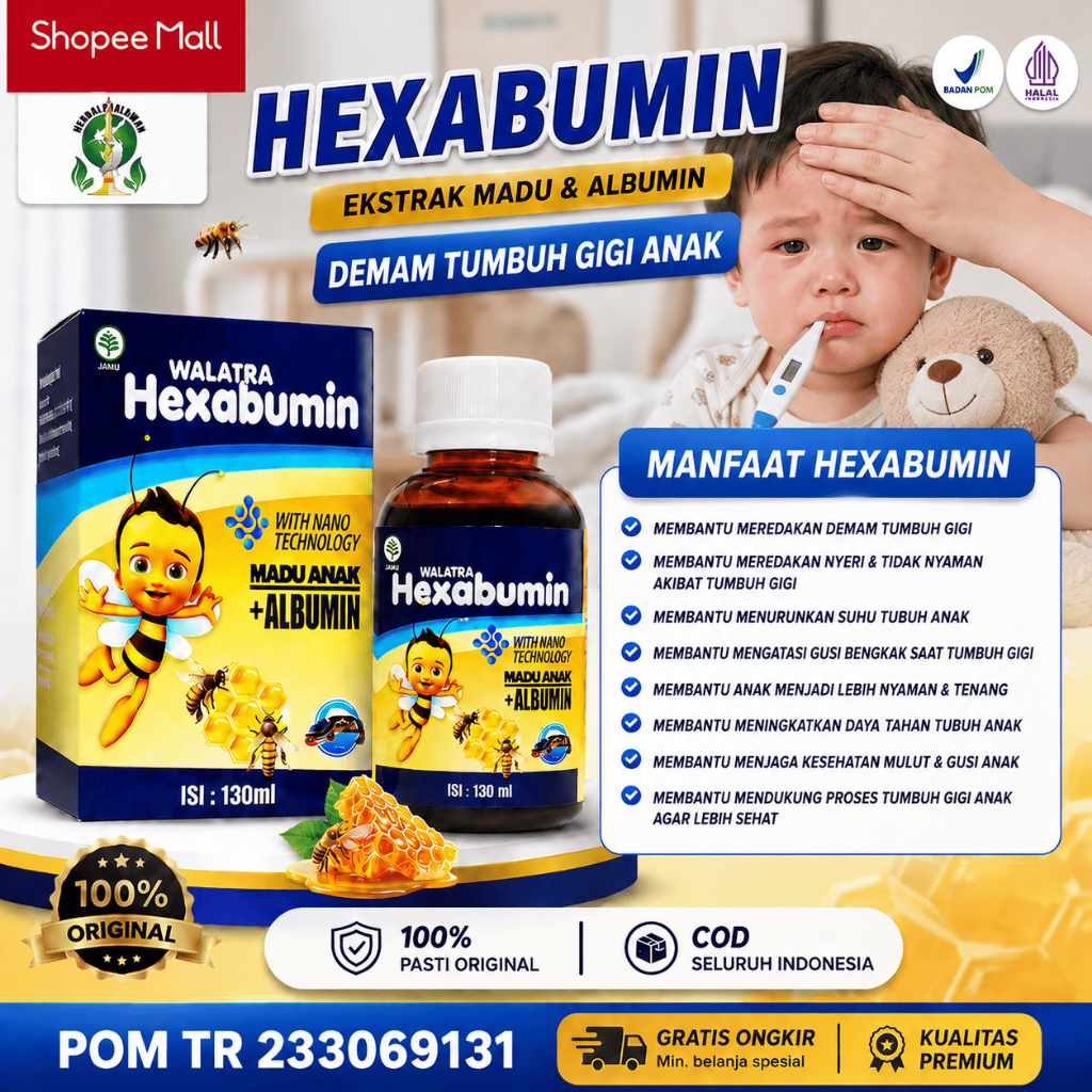 Herbal Untuk Demam Tumbuh Gigi Anak, Meredakan Demam Tumbuh Gigi, Menurunkan Suhu Tubuh Anak - Hexab