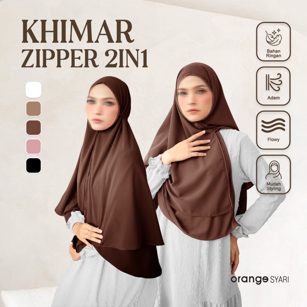 Khimar Sleting 2 Layer Shakila Hijab Model 2in1 Jumbo Syari  Cerruty Baby Doll Premium