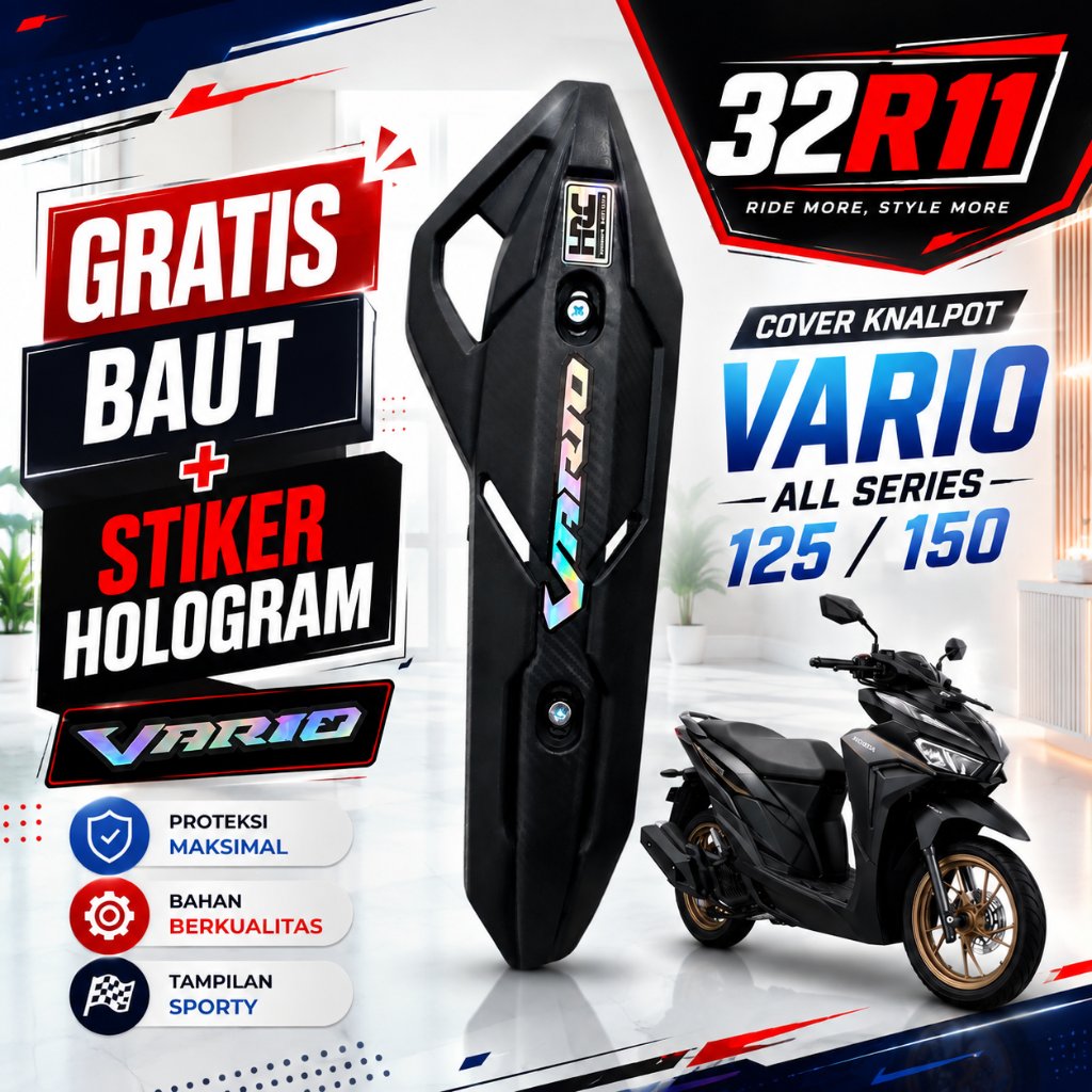 Tutup Knalpot Vario 125 - Cover Knalpot Vario 150 - GRATIS STIKER & BAUT