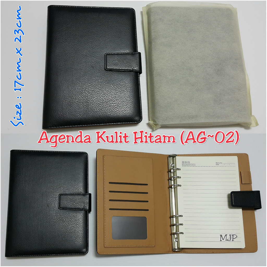 Agenda Kulit AG-02 hitam Kulit Exclusive | Notebook | Buku Catatan | Agenda Binder A4