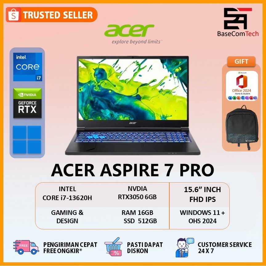Acer Aspire 7 Pro i7 13620H RTX3050 16GB/512GB 15.6 inchi FHD IPS 144Hz