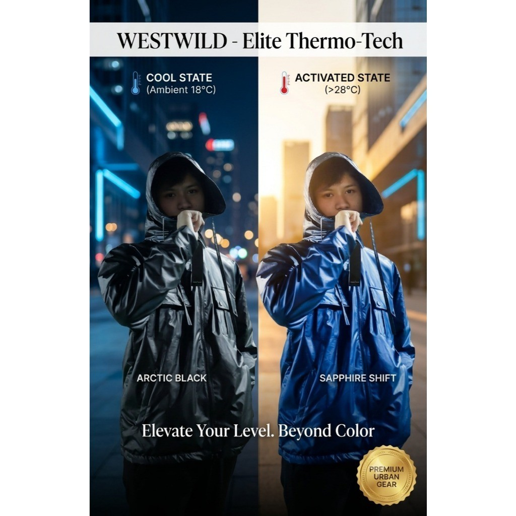 Jaket Elite Thermo Tech westwild winproof - Heat reactive thermocromic berubah warna Terkena air dan