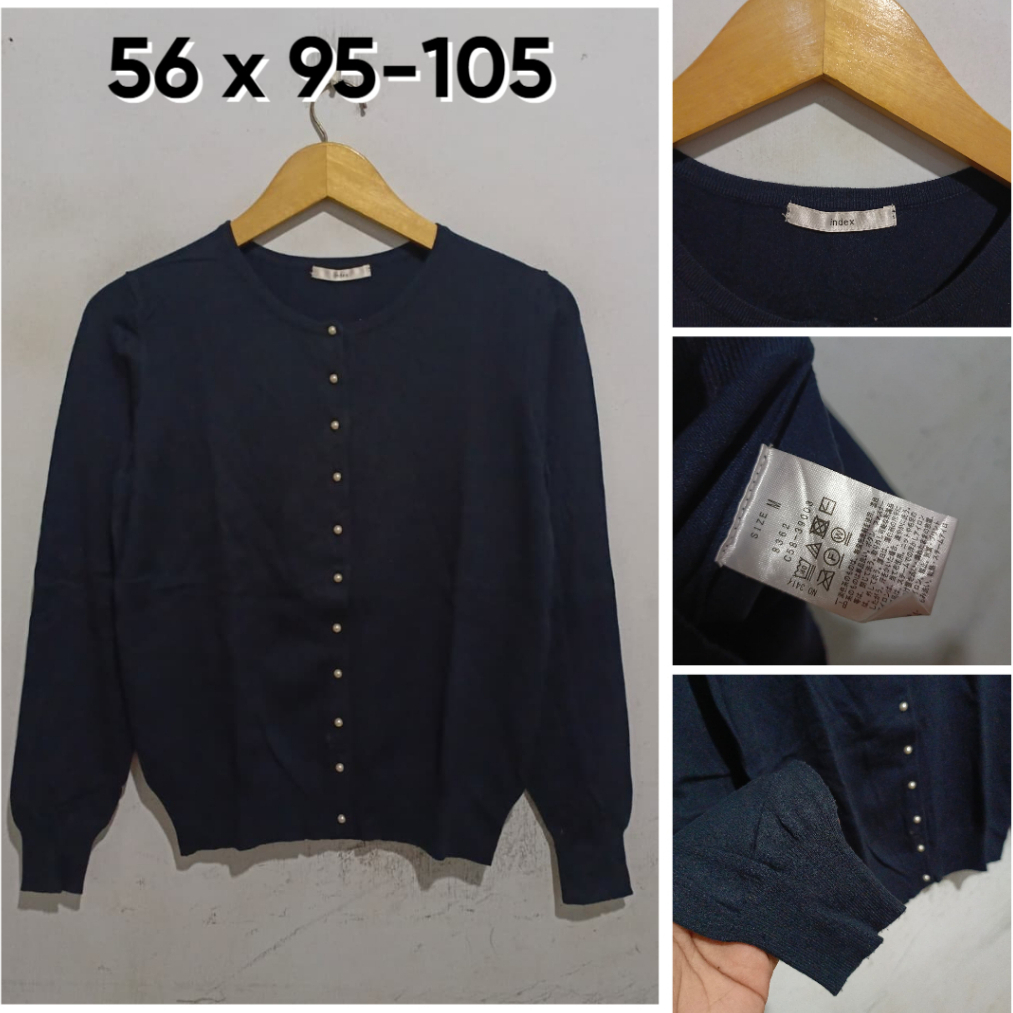 Cardigan Index Dark Navy O Neck Size M Wanita Cardi G063