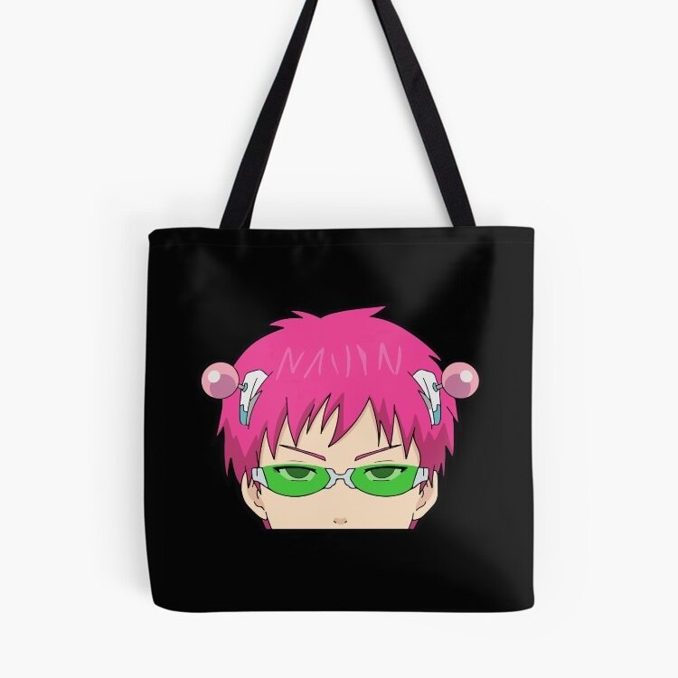 Saiki K Peeker Tote Bag Hitam