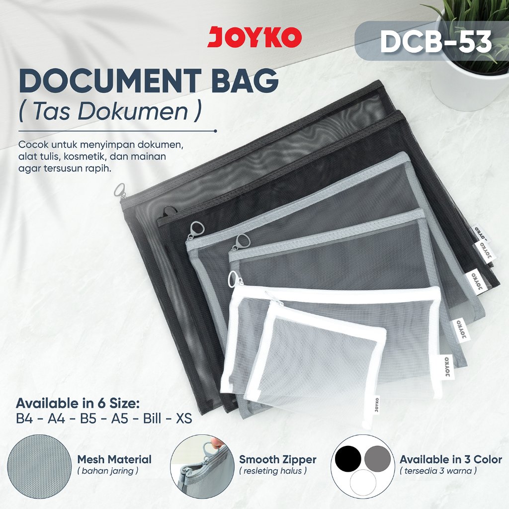 Joyko Document Bag Map Seleting Mesh Material File / Tas Dokumen Joyko Jaring Jala Kotak Pensil Map 