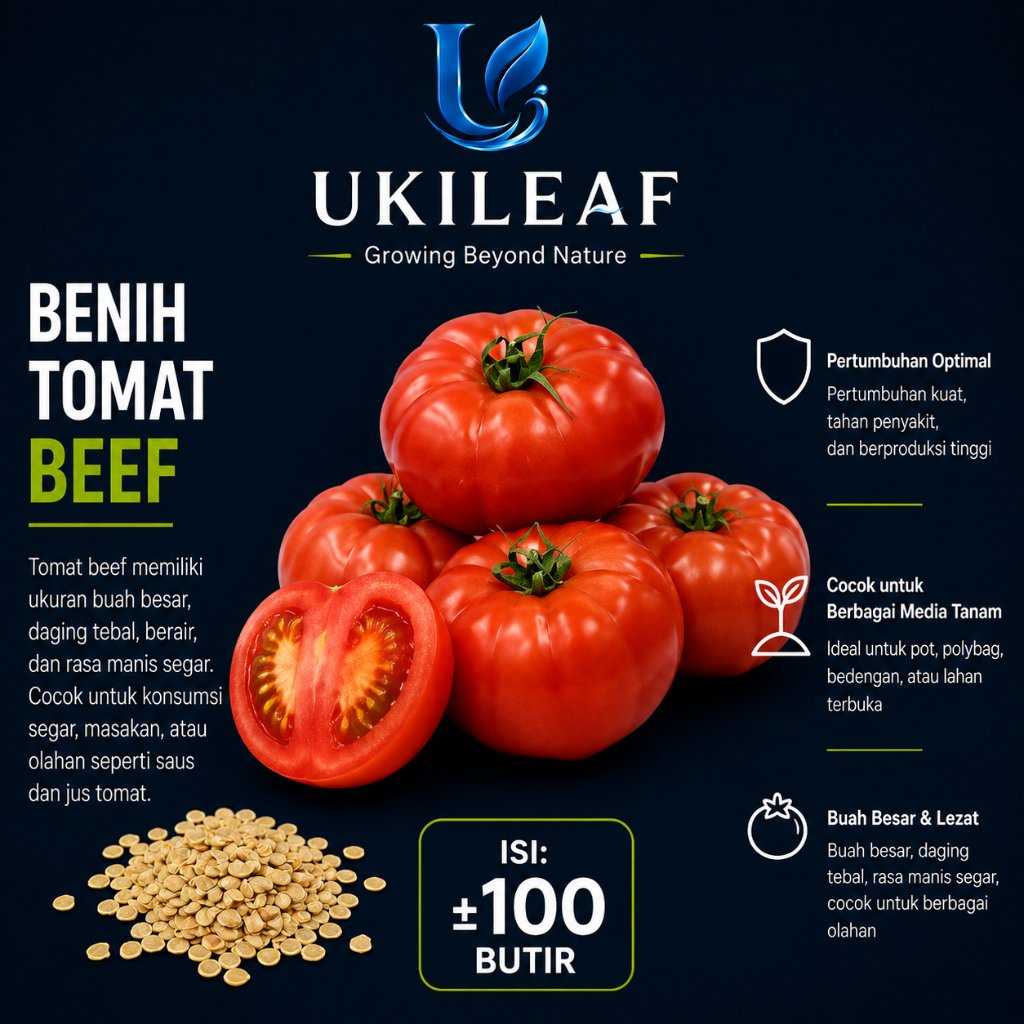 ( 100 Butir ) Benih Biji Tomat Beef | Tomat Beefsteak | Beefsteak Tomato | UKILEAF