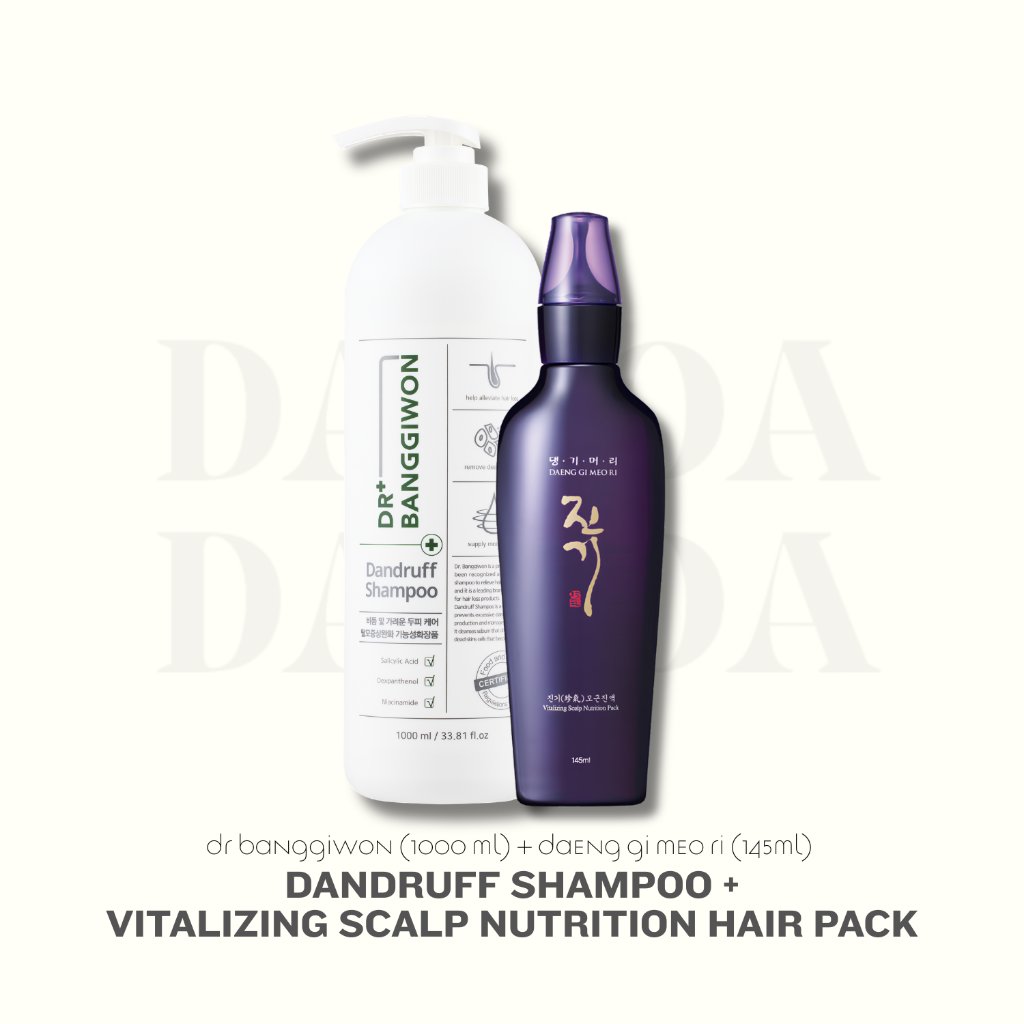 DAMOA - Dandruff Shampoo 1000ml + Vitalizing Nutrition Hair Pack 145ml - Shampoo anti ketombe dan ku