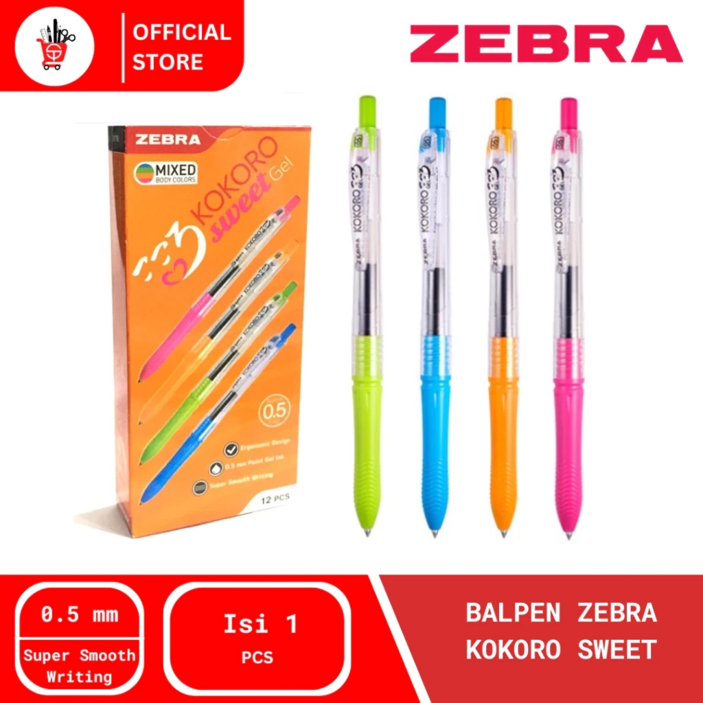 (1PACK) Balpen | Pulpen | Gelpen Zebra Kokoro Sweet Tinta Hitam