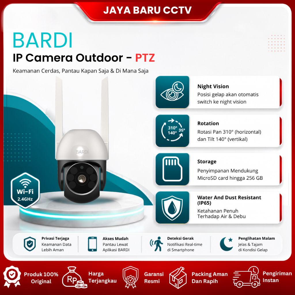 BARDI IP CAMERA OUTDOOR PTZ / BARDI CCTV OUTDOOR Garansi Resmi - Bandung