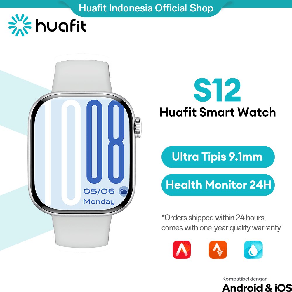 BEST DEALS [Garansi 1 Tahun]Huafit S12 jam tangan smartwatch Bluetooth Call 9.1mm Ultra Tipis 18g