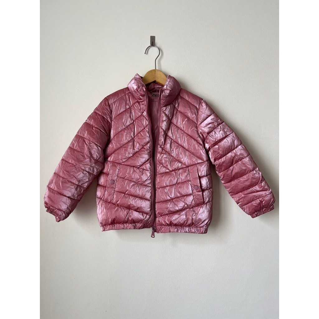 Preloved Zara Winter Jacket Pink Metallic