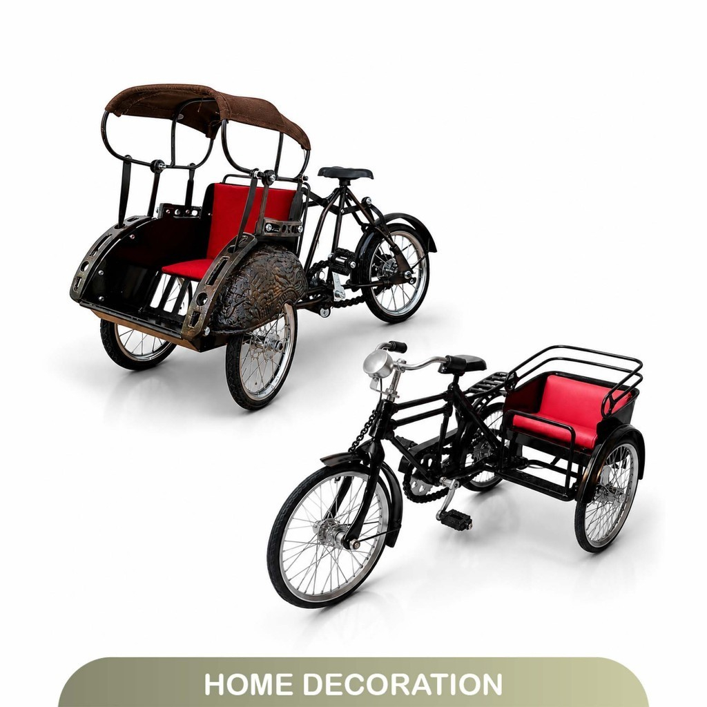 Miniatur Becak Jogja, Becak Klasik, Classic Bicycle, Vintage Becak Mini untuk Dekorasi