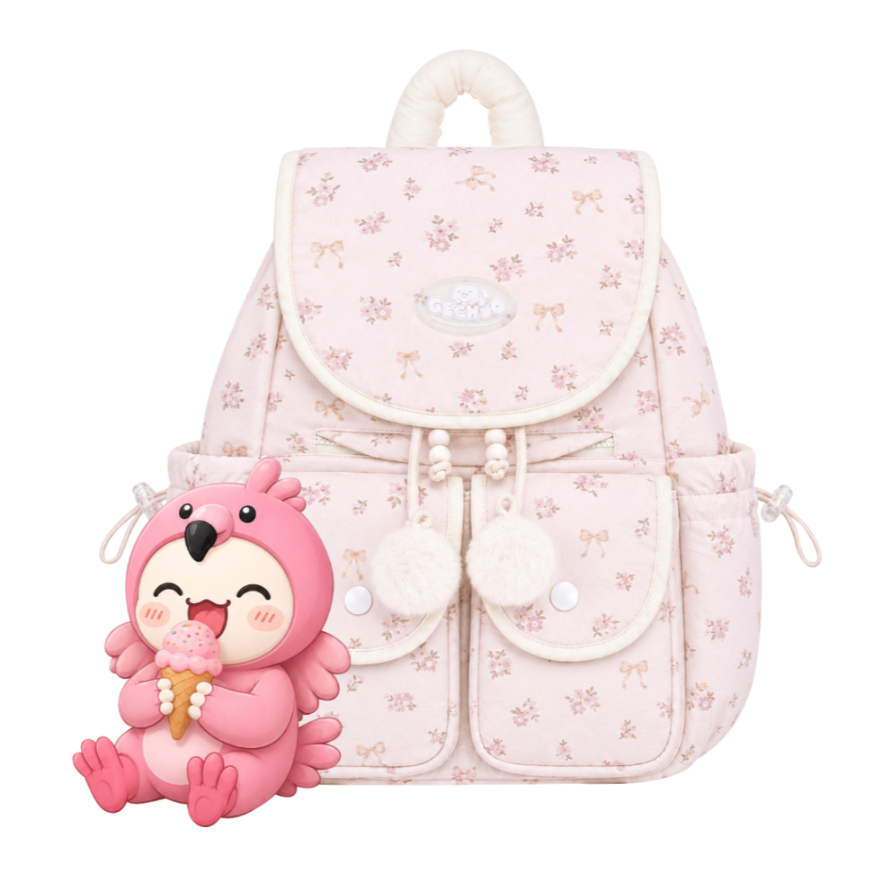 Gechoo - Kimmy Backpack Tas Ransel Wanita Cute Floral Muat Laptop 16 Inch