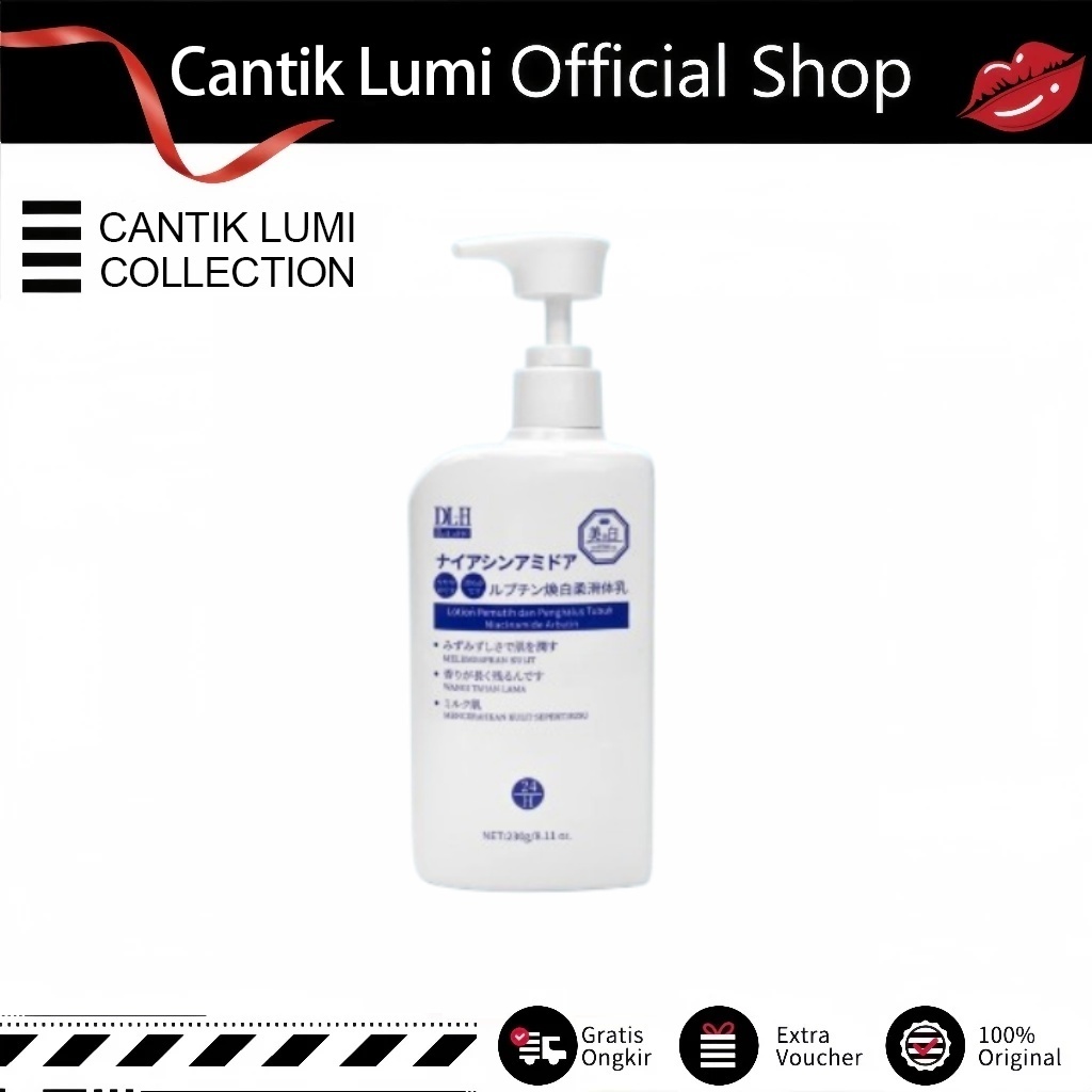 Cantik Lumi  DL-H Niacinamide Body Lotion Cerah Alami Penghilang Bekas dan Collagen