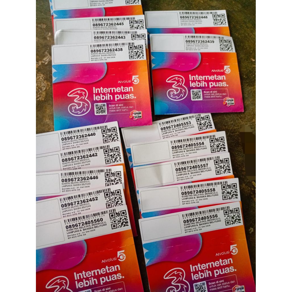 Perdana TRI - Paket Data 3GB, Bonus Kuota, Kompatibel 4G/5G segel