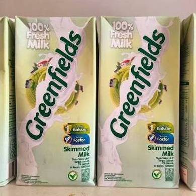 GREENFIELDS FRESH MILK SKIMMED MILK 1000 ml - Kemasan Sobek Murah 1 Liter / Susu Rendah Lemak