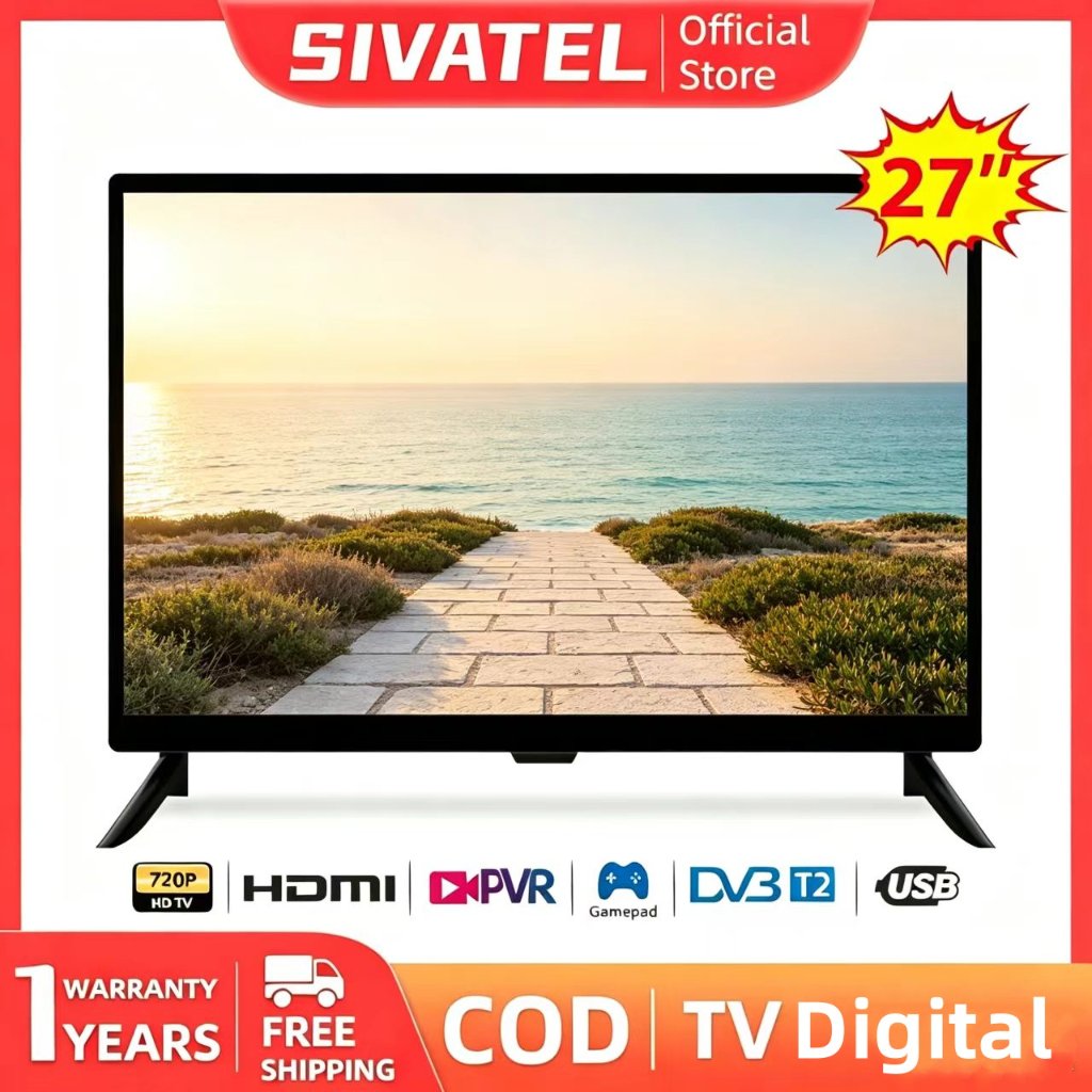 Sivatel TV LED 27 inch HD Ready Digital Televisi Murah 60Hz monitor komputer LCD, desktop kantor, ga