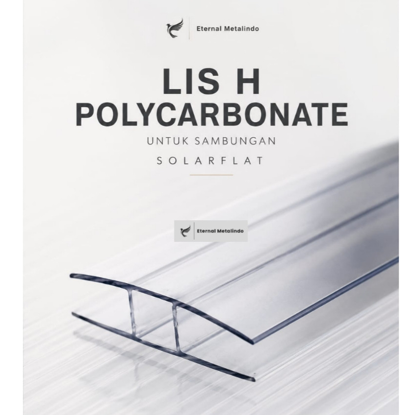 Lis H Polycarbonate / Profil List Penyambung Atap Kanopi Solarflat Twinlite Solite Solarlite