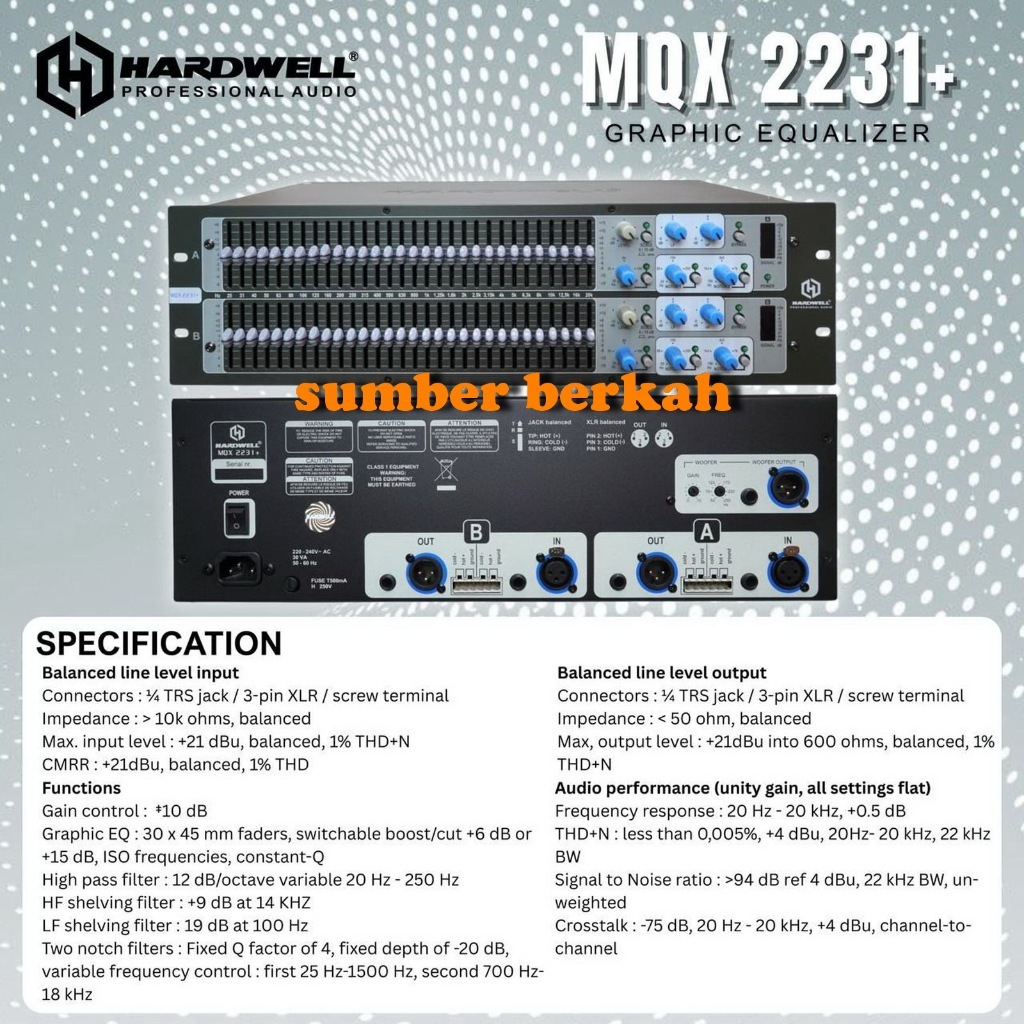 Equalizer Hardwell MQX 2231+ Original Equalizer Hardwell MQX2231+  With Output Subwoofer