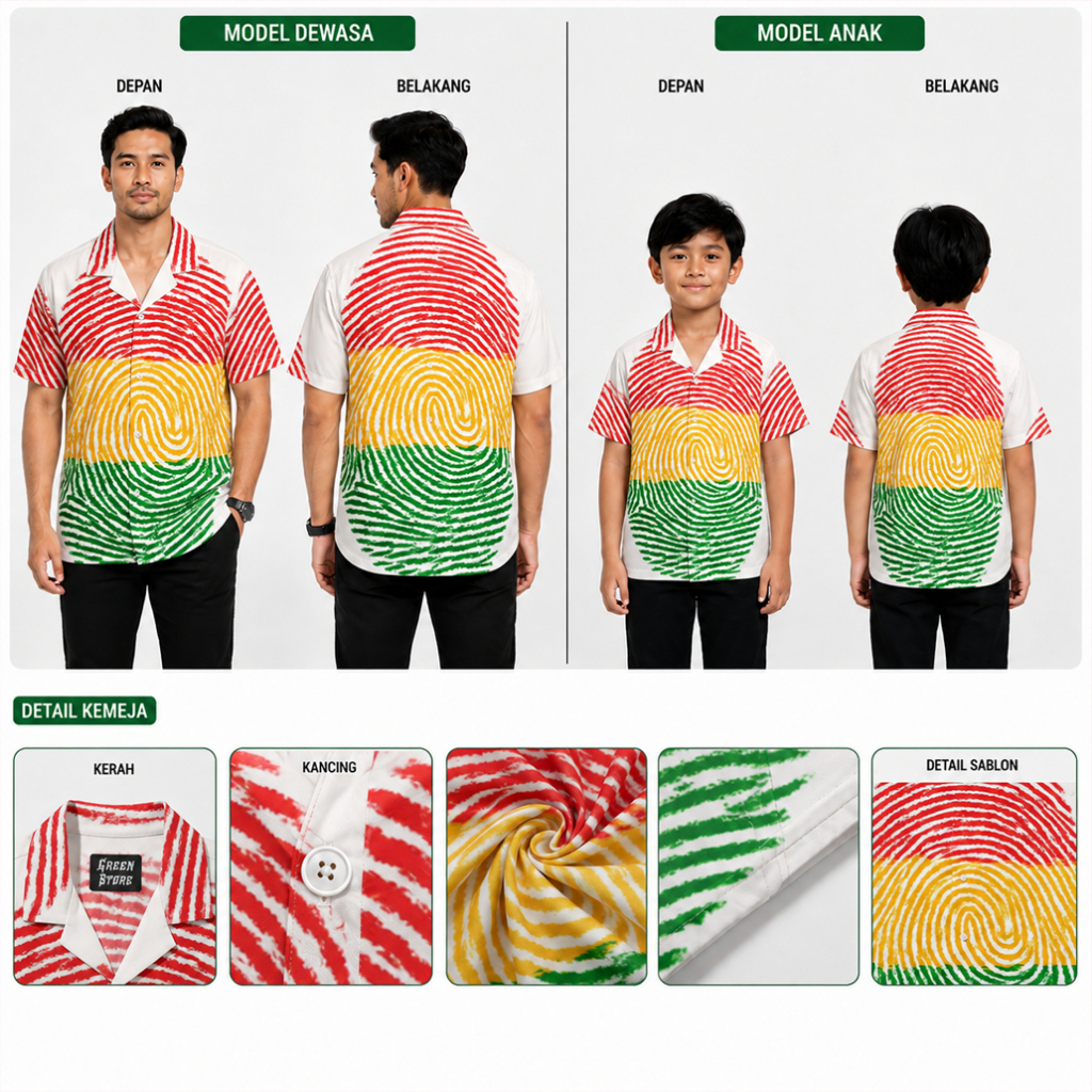 GREEN STORE Kemeja Reggae Sidik Jari – Kemeja Unisex Premium | GS-272