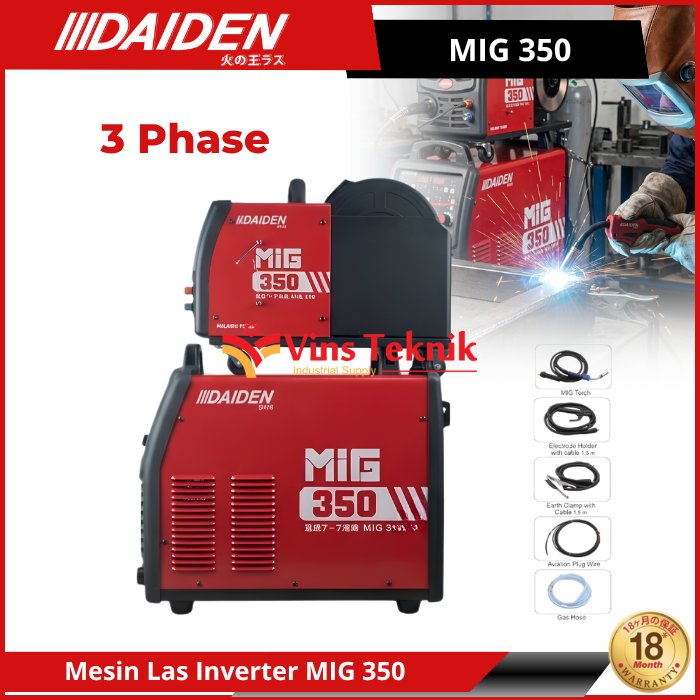 DAIDEN MIG350 Las Inverter Trafo Las Co2 Mesin Las MMA MIG TIG Travo Flux Core Tanpa Gas 350A MIG 35