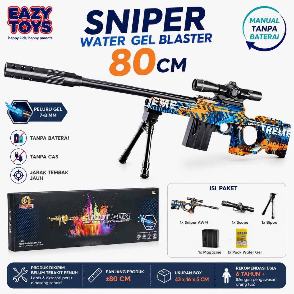 Mainan Water Gel Launcher AWM Mainan Tembakan Kokang Water Gel Blaster Anak Mainan AWM Bubble Shot