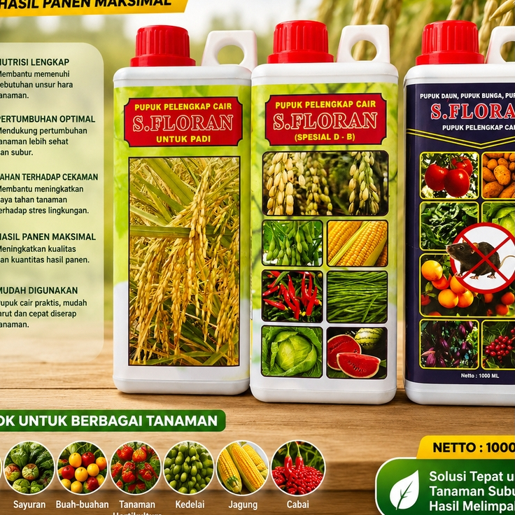 S.Floran - Pupuk Pelengkap Cair 1 Liter Merangsang Pertumbuhan Pembungaan Pembuahan