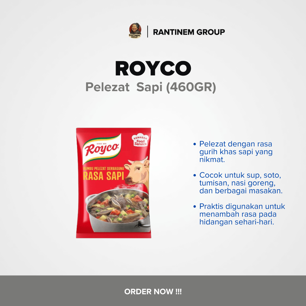 ROYCO BUMBU PENYEDAP RASA SAPI KEMASAN 460 GRAM | RASA GURIH, SIMPLE UNTUK MASAKAN
