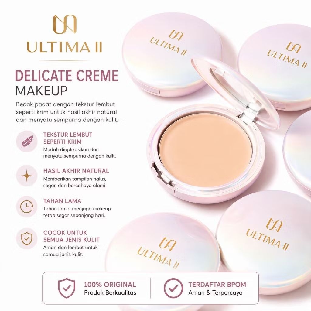 ULTIMA II Delicate Creme Makeup | Bedak Padat Tekstur Krim Natural Tahan Lama BPOM Original