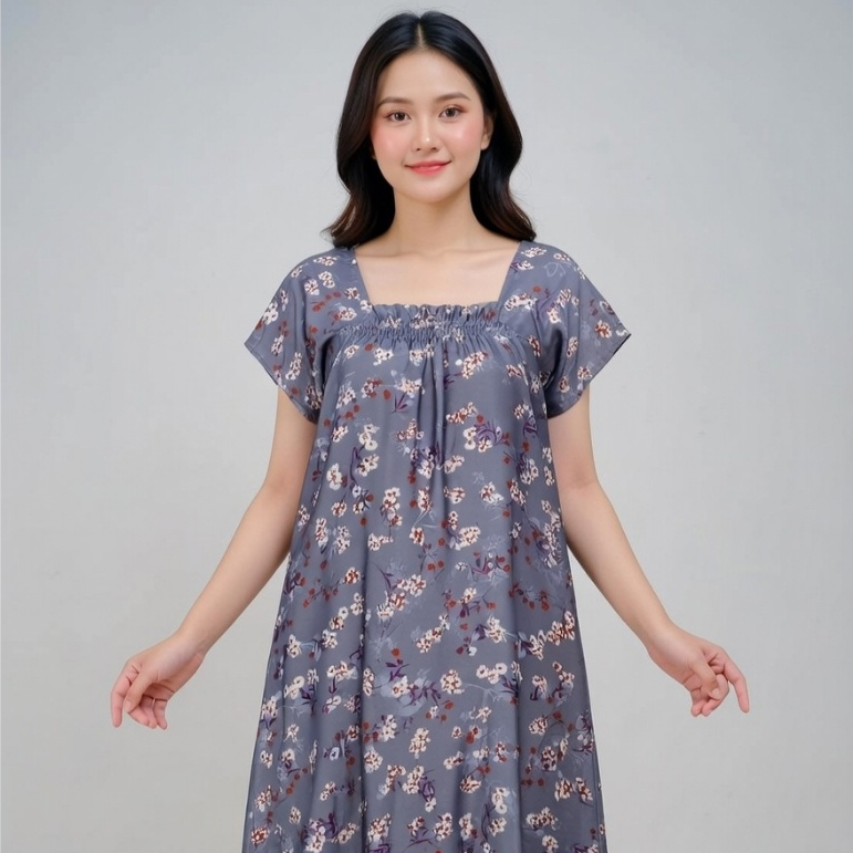 PROMO Daster Fuji Lengan Pendek Motif Bunga Bahan Katun Kerut Dada Adem Di Pakai Seharian
