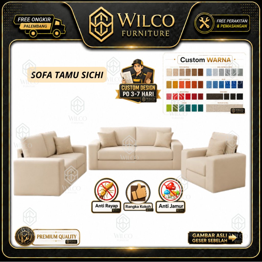Sofa Tamu Sichi Custom | Sofa Tamu 221 Modern Bahan Kulit