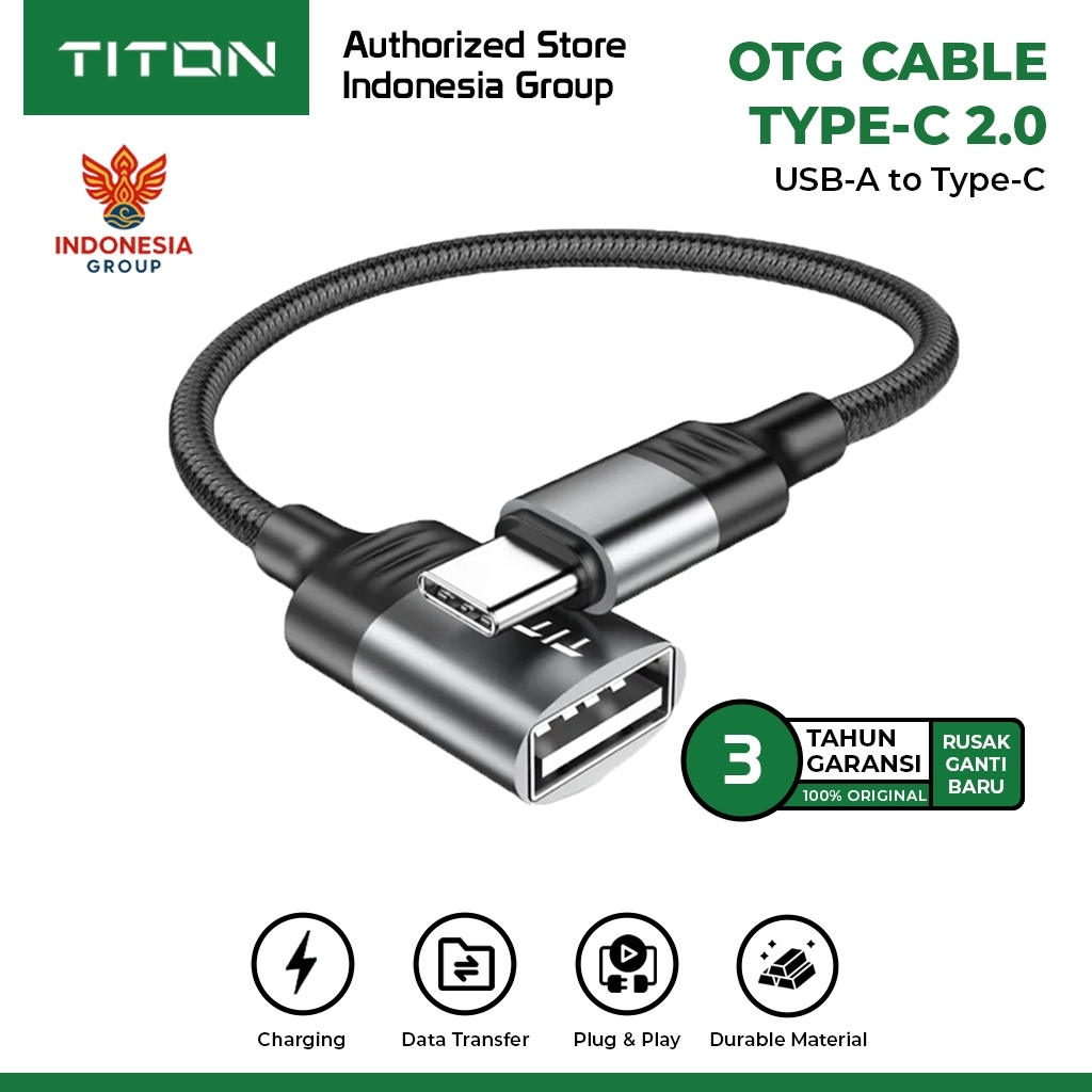 IG JKT TITON Kabel OTG Type C Converter USB-A to USB-C 2.0 Fast Charging Data Transfer Flashdisk Con
