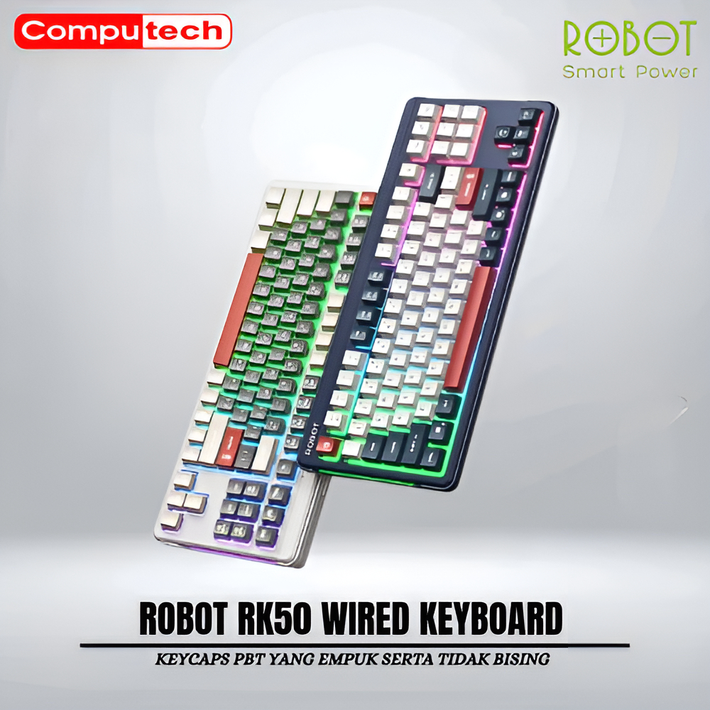Keyboard ROBOT RK50 USB Wired | 89 Key | Rainbow Backlight | Kabel Bisa Dilepas