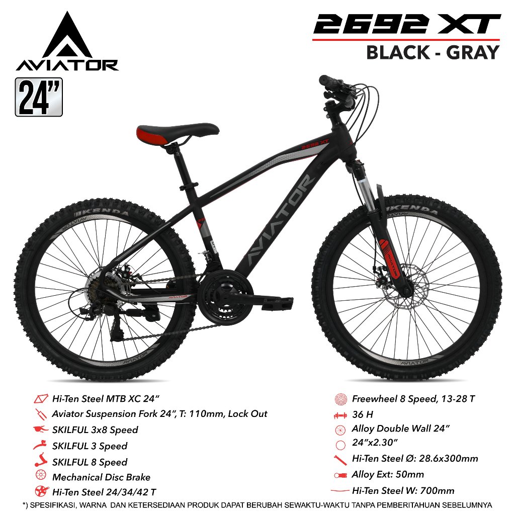 SEPEDA GUNUNG 24 inch aviator 2692 xt sepeda gunung dewasa