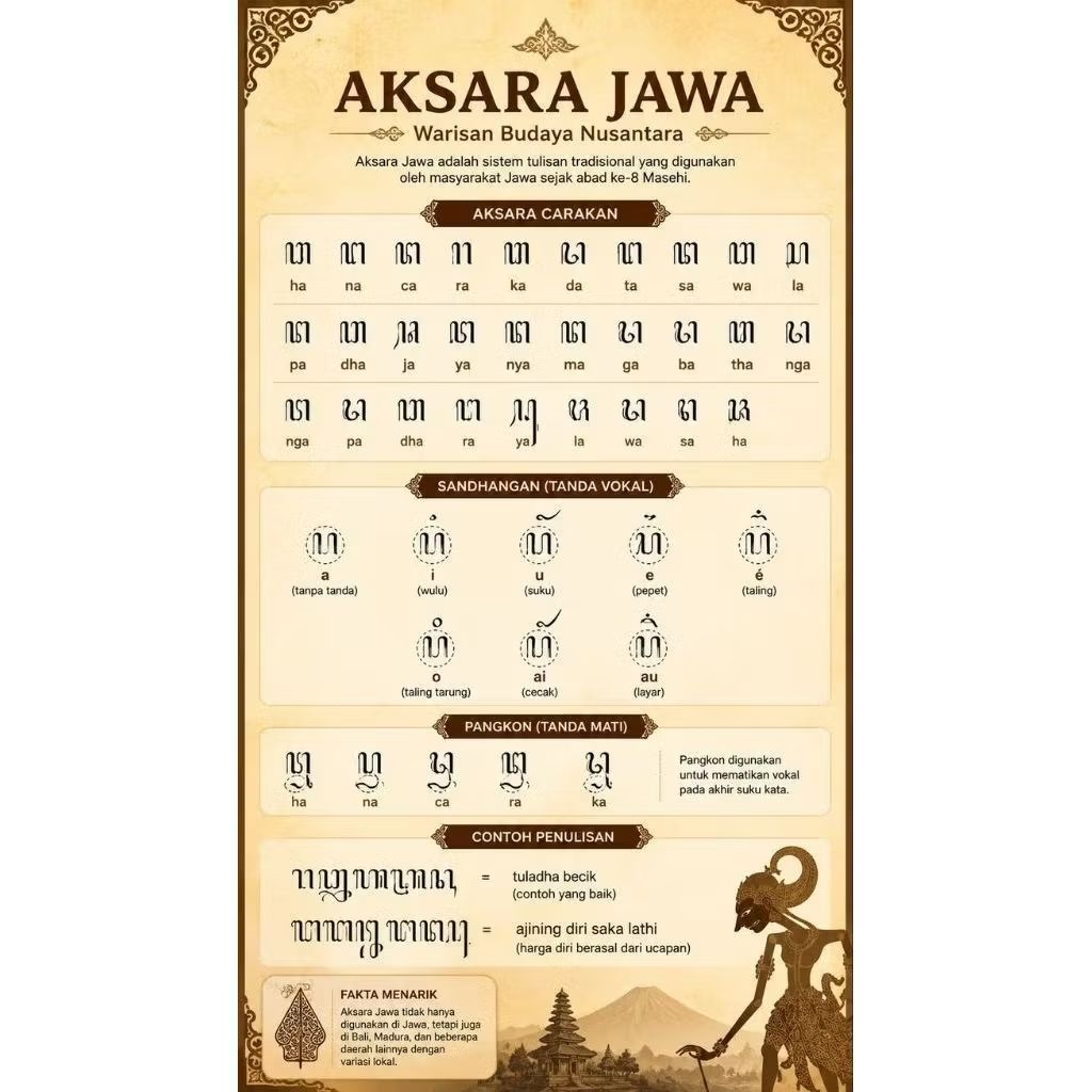 Poster Aksara jawa A4 free laminasi