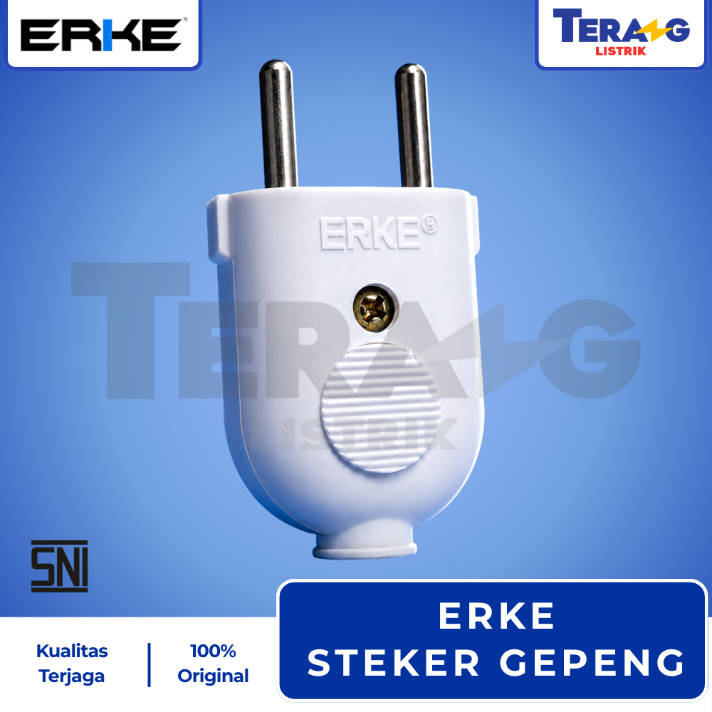 ERKE Steker Gepeng PUTIH (3A 250V) SNI Original Colokan Listrik 2 Pin