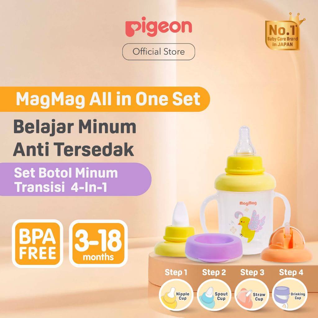 PIGEON MagMag All In One Set - Local | Gelas Minum Bayi Anti Tumpah | BPA Free | Cangkir Minum Bayi 