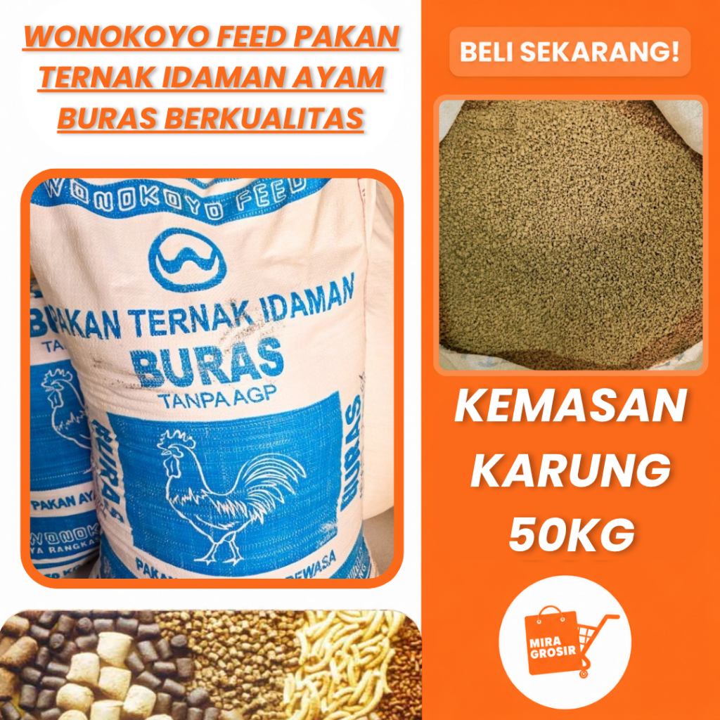[JUAL PER KARUNG] Wonokoyo Feed Pakan Ayam Buras 50kg tanpa AGP Pakan Ternak Idaman