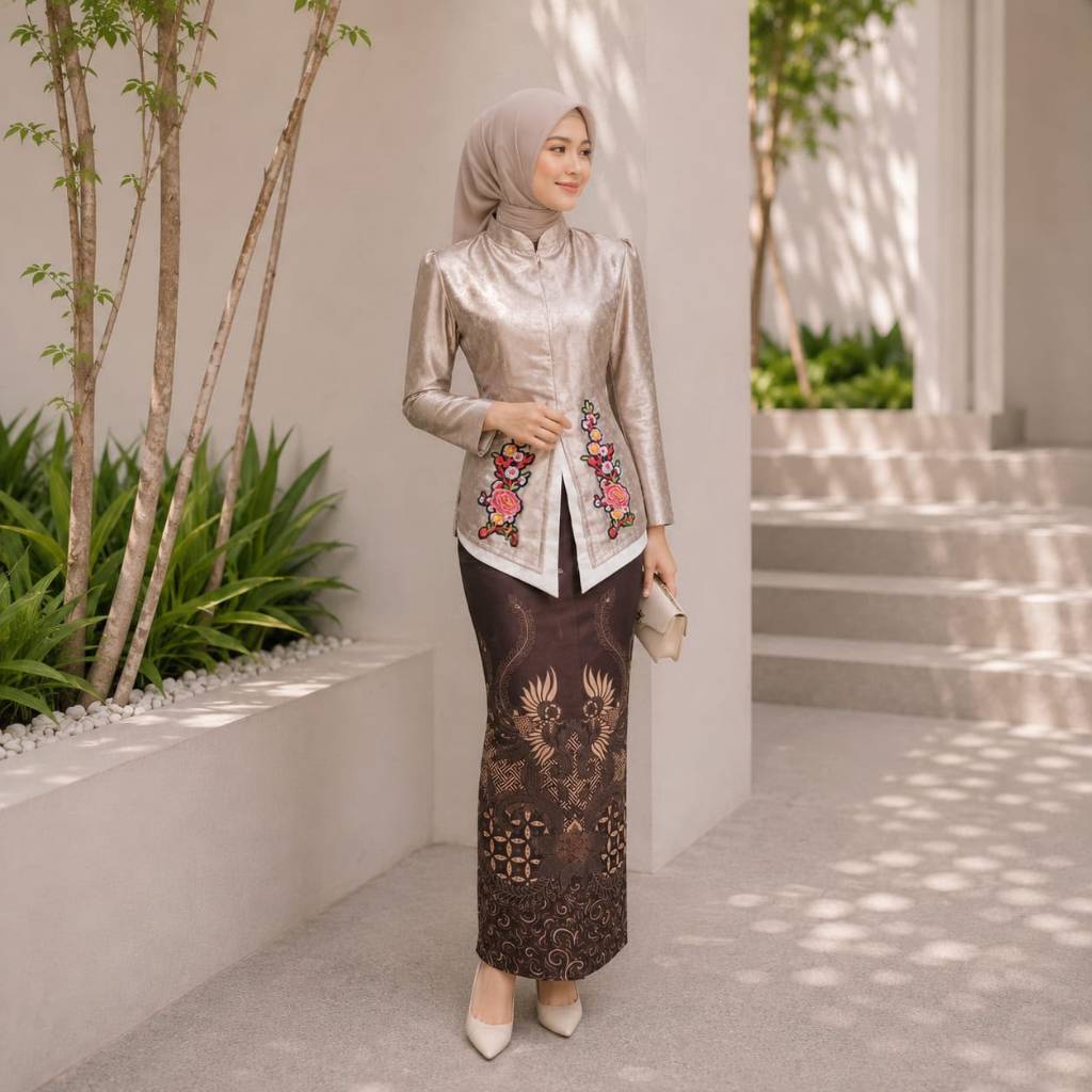 MISO BUTIK - Set Kebaya KINANTI Armani Jacquard Printing Premium Elegan Mix Patch Bordir Modern Baju